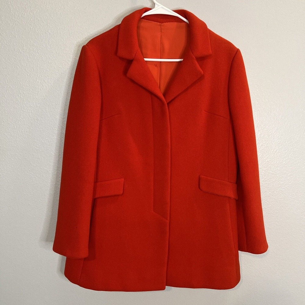 Vintage Bardley Virgin Wool Coat Button Up Orange